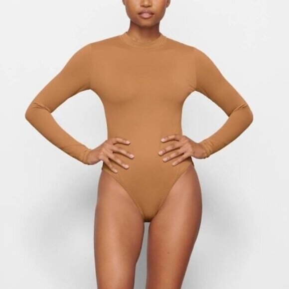 SKIMS Swim Long Sleeve One Piece Almond‎ 3X - Picture 1 of 13